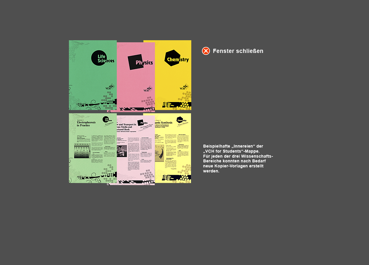 Abbildung Trenn- und Informationsblätter als Einleger für die "VCH for Students"-Mappe